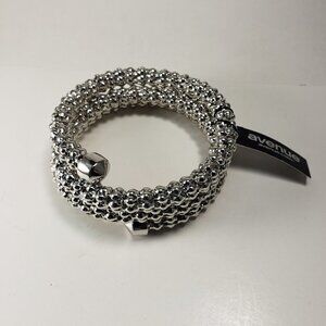 AVENUE, Polished Silver-tone Beaded Coil/Wrap Bracelet